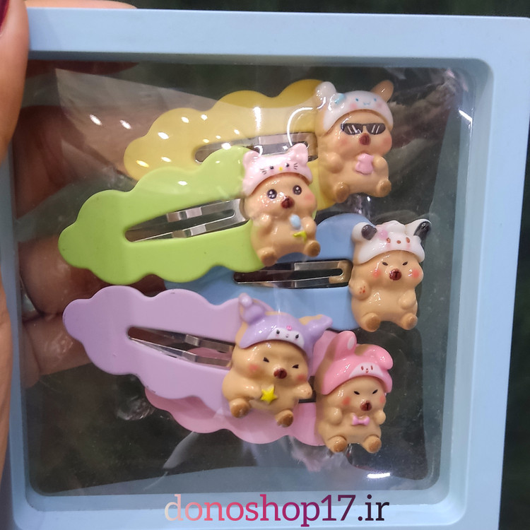 گیره مو انبری/تق تقی مدل فانتزی (پک ۵ عددی متنوع)