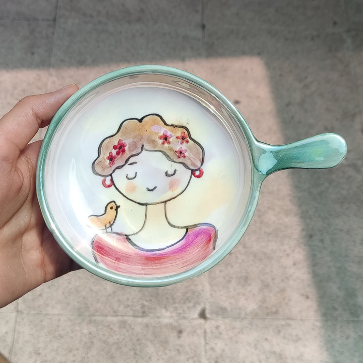 اردوخوری سرامیکی دستساز مدل دستهدار